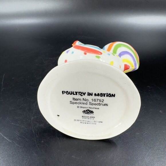 Poultry In Motion Rooster Ceramic Figurine 2010 Speckled Spectrum Multicolor - Picture 4 of 13